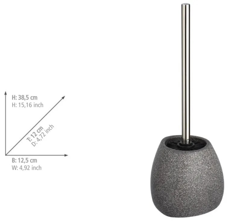 Сива керамична четка за тоалетна, височина 38,5 cm Pion - Wenko
