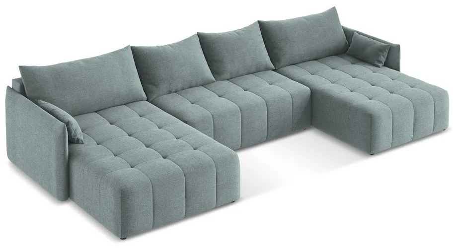 Син разтегателен ъглов диван с място за съхранение (U форма) Moku – Makamii