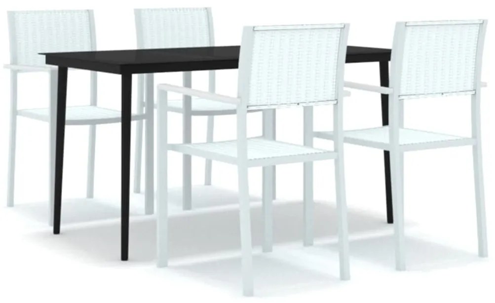3099271 vidaXL Градински трапезен комплект, 5 части, бял
