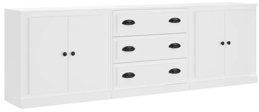 3185215 vidaXL Сайдборди, 3 бр, бели, инженерно дърво