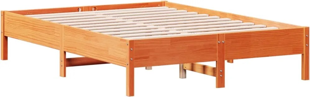 842721 vidaXL Рамка за легло без матрак, восъчнокафяво, 135x190 см, бор масив