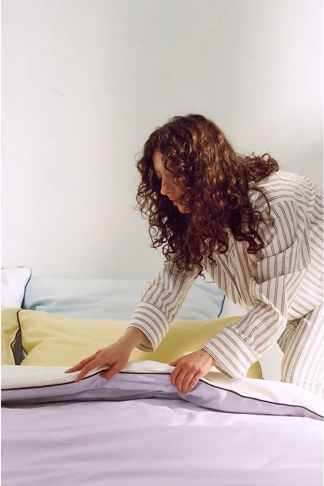 Двоен чаршаф за завивка от памучен сатен в цвят лавандула 200x200 cm Oba – noo.ma