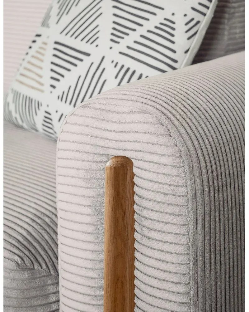 Бежов сгъваем/с място за съхранение диван от рипсено кадифе 244 cm Arcadova – ELTAP