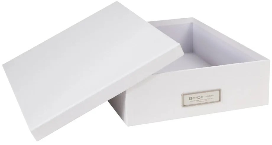 Бяла кутия за съхранение с етикет за име за документи, размер A4 Oskar - Bigso Box of Sweden