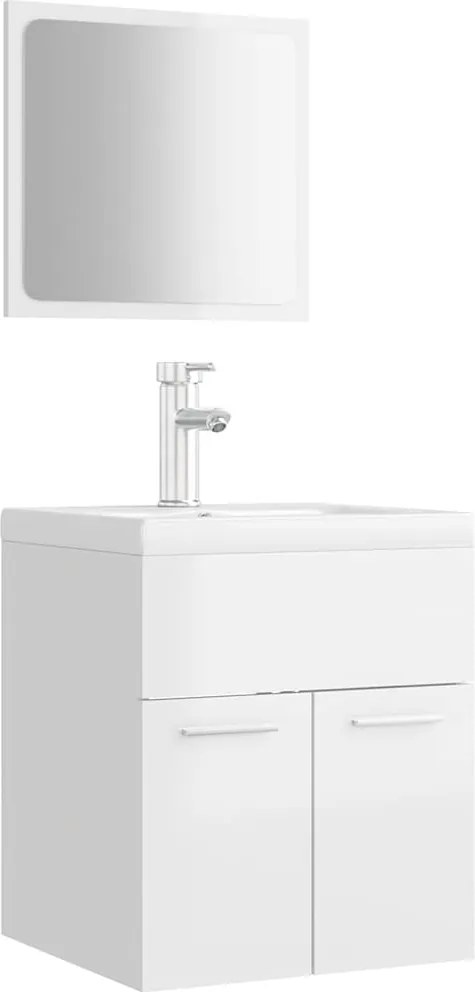 3071312 vidaXL Комплект мебели за баня, бял гланц, ПДЧ