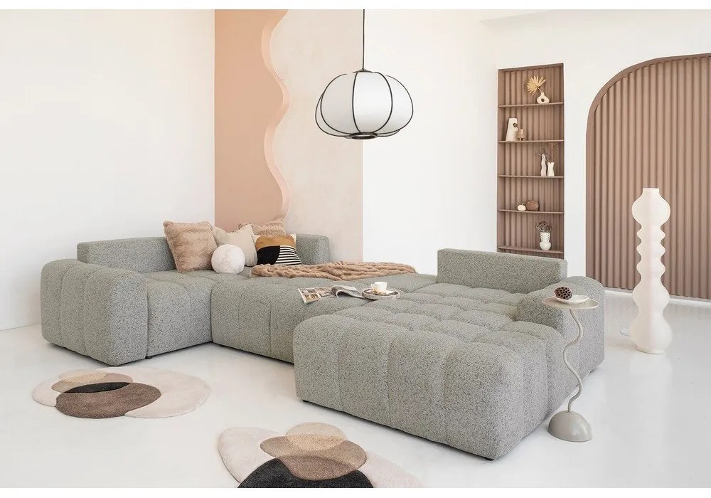 Светлокафяв разтегателен модулен ъглов диван с място за съхранение (ляв ъгъл) Lulu – Miuform