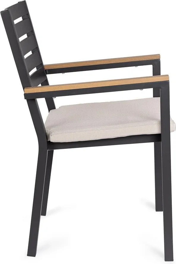 Антрацитен метален градински стол Henna – Bizzotto