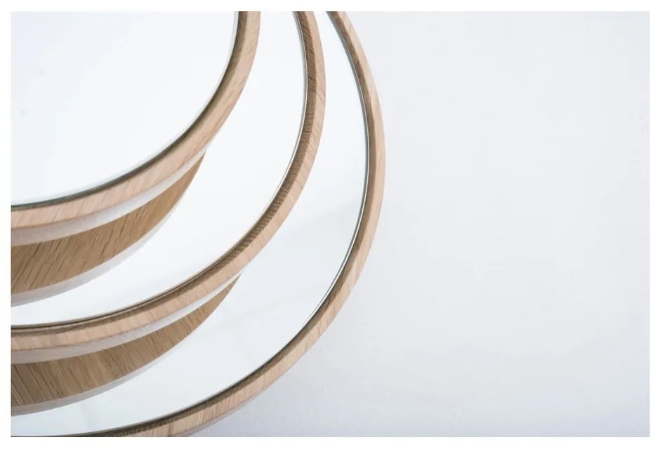 Стенно огледало с рамка от масивен дъб , ⌀ 32 cm Look - Gazzda