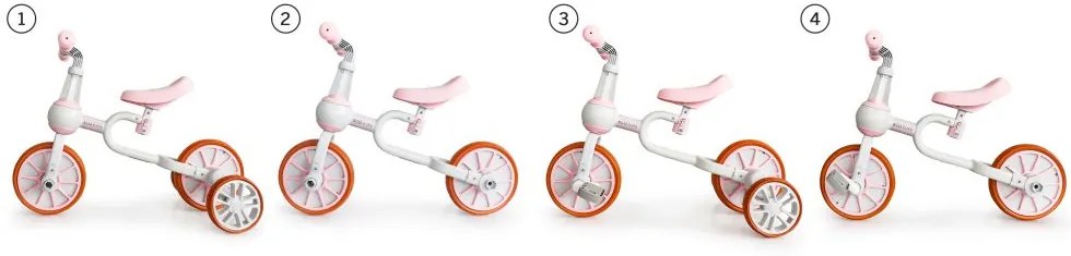 Детски велосипед, велосипед в розово Ecotoys 4in1