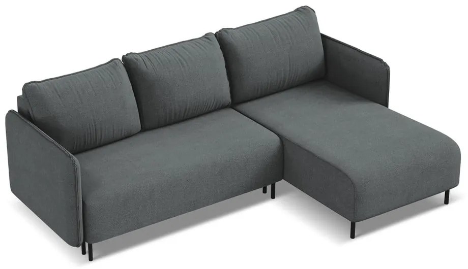 Тъмносив разтегателен ъглов диван с място за съхранение (десен ъгъл) Luana – Makamii