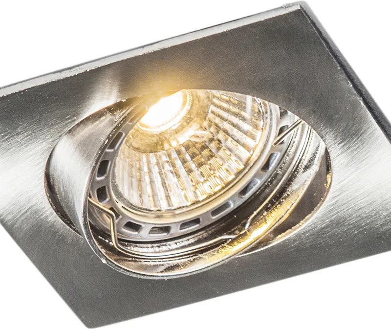 Комплект от 6 наклоняеми вградени прожектора стомана квадрат - Edu
