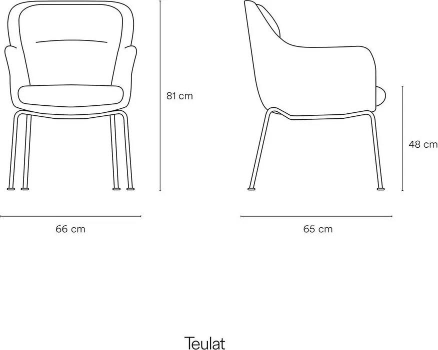 Син тапициран трапезен стол с подлакътници Sadira – Teulat
