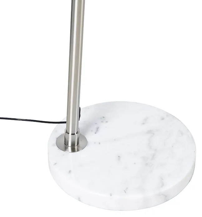 Подова лампа с арка от стомана с бяла мраморна основа с стоманен абажур - Arc XXL