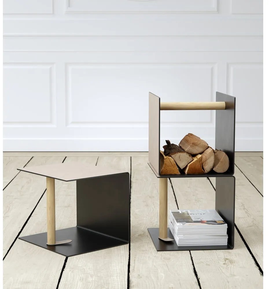 Декоративна метална кутия за съхранение от еко кожа в черен и сив цвят 32x38x31 cm Bull – LIND DNA