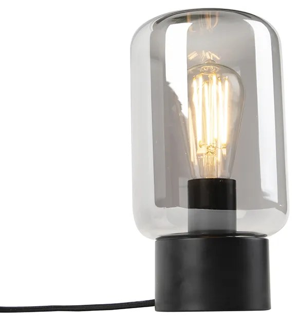 Дизайнерска настолна лампа черна с димно стъкло - Bliss Cute