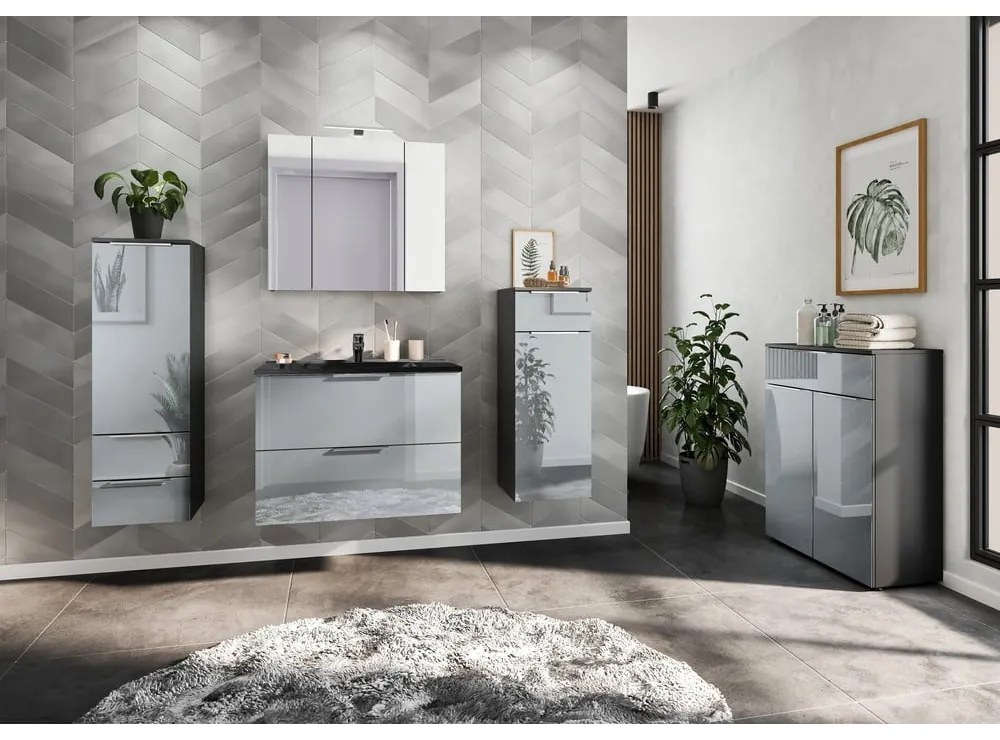 Стенен шкаф с мивка в черен и сив цвят 81x61 cm Vasio – Germania