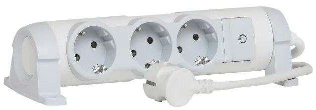 Legrand 694622  Разклонител 3x 2P+E, с кабел 3 метра, с ключ, Бял - Спрян - до изчерпване - 694622