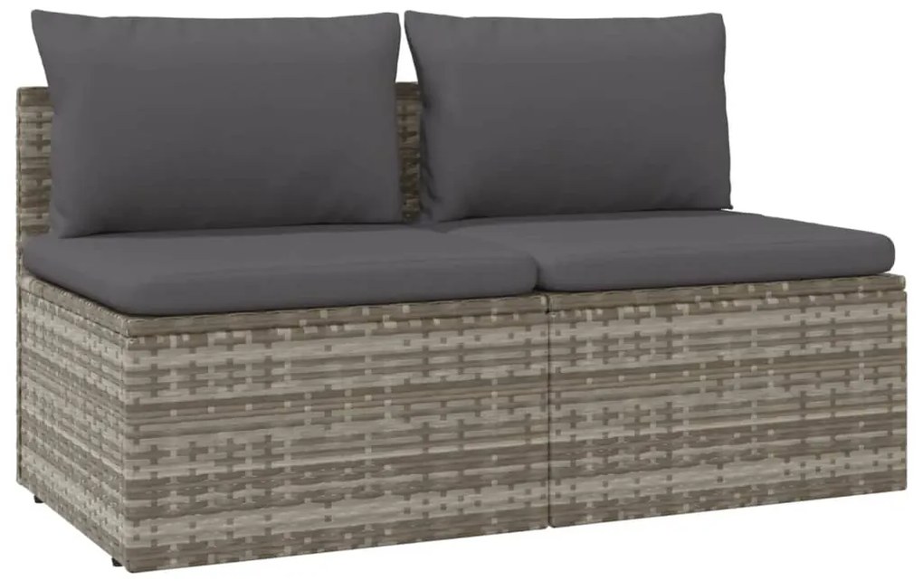 318671 vidaXL 2-местен градински диван с възглавници, сив, полиратан