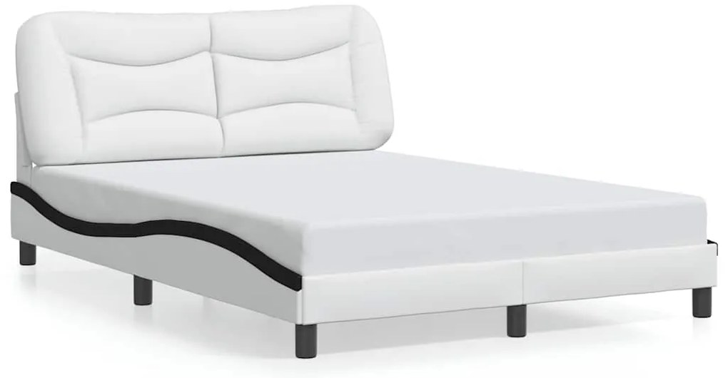 3208008 vidaXL Рамка за легло без матрак Hvar, бяло-черна, 140x200 см, изкуствена кожа