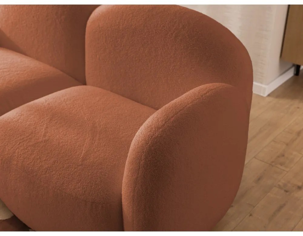 Теракотен ъглов диван от букле (ляв ъгъл) Orbit – Ropez