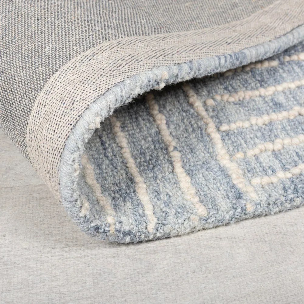 Светлосин ръчно изработен вълнен килим 80x150 cm Memphis Wool – Flair Rugs