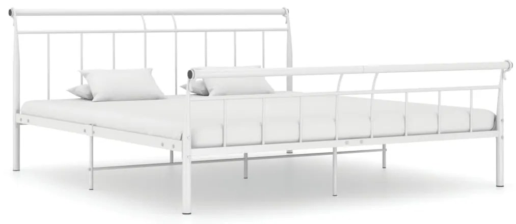 325049 vidaXL Рамка за легло, бяла, метал, 200x200 cм