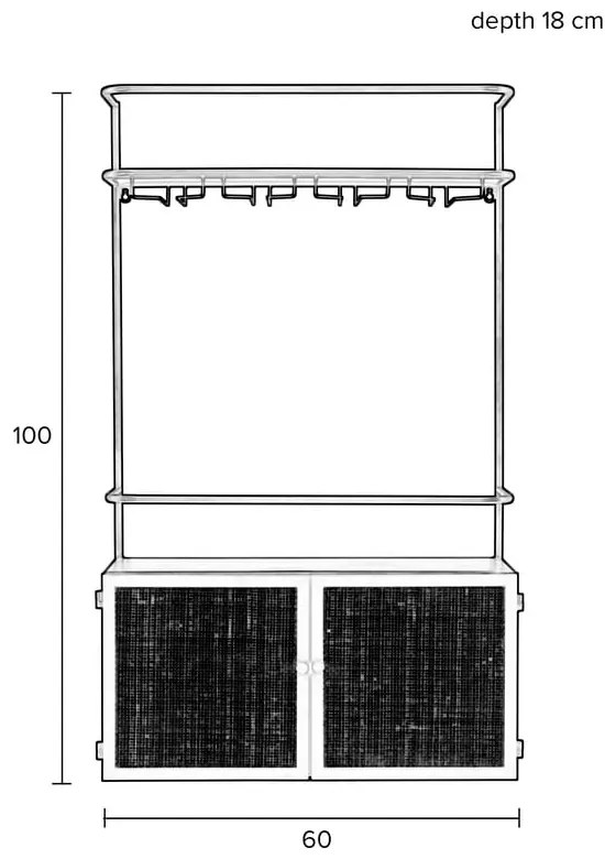 Черна ратанова стойка за вино 18x100 cm Guuji - White Label