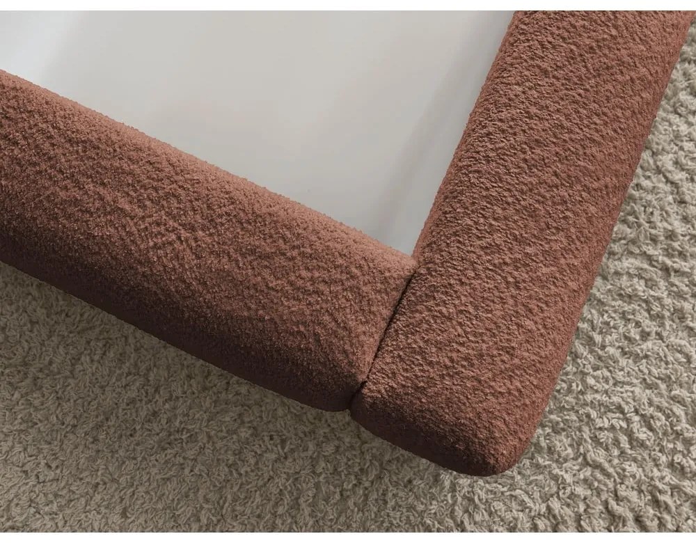 Оранжево тапицирано двойно легло с място за съхранение с включена подматрачна рамка 140x190 cm Orlane – Bobochic Paris