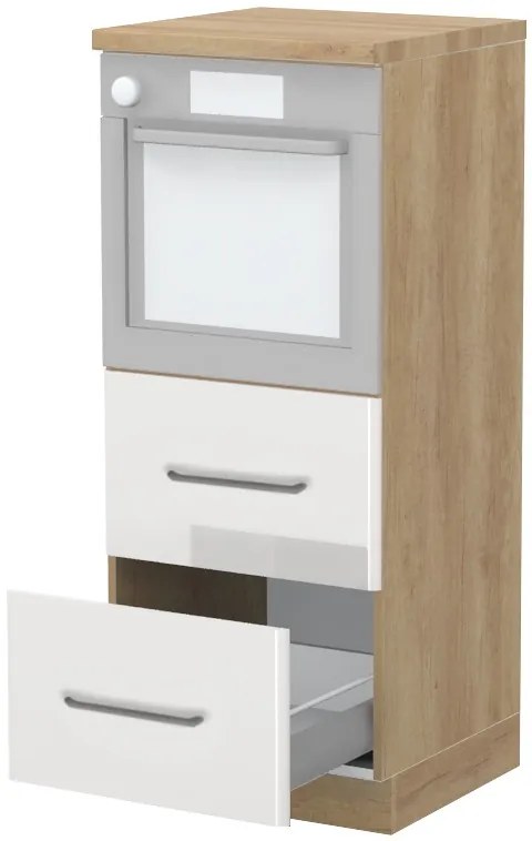 Висок подов шкаф за фурна Modena K14-60-2MB-Oak - White glossy