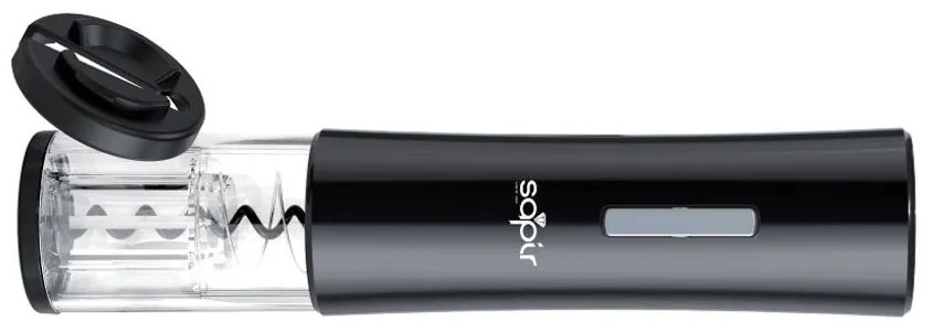 Електрически тирбушон SAPIR SP 1550 A, Резачка за фолио, Батерии, Черен