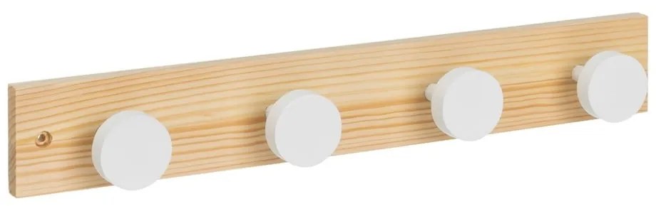 Стенна закачалка от масивен бор в бял и естествен цвят 40 cm Anillos – Casa Selección