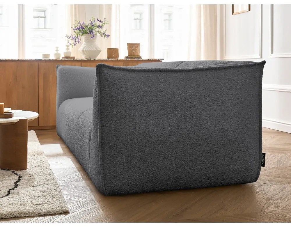 Тъмносив диван от прежда с примки от букле 242 cm Giorgia – Bobochic Paris