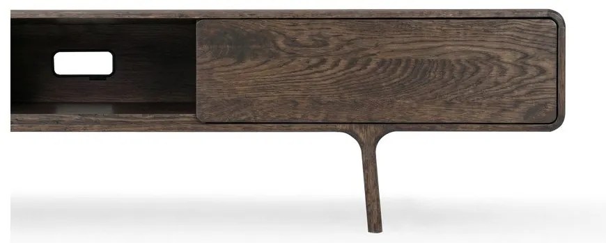 Кафява маса за телевизор от масивен дъб 220x45x45 cm Fawn – Gazzda