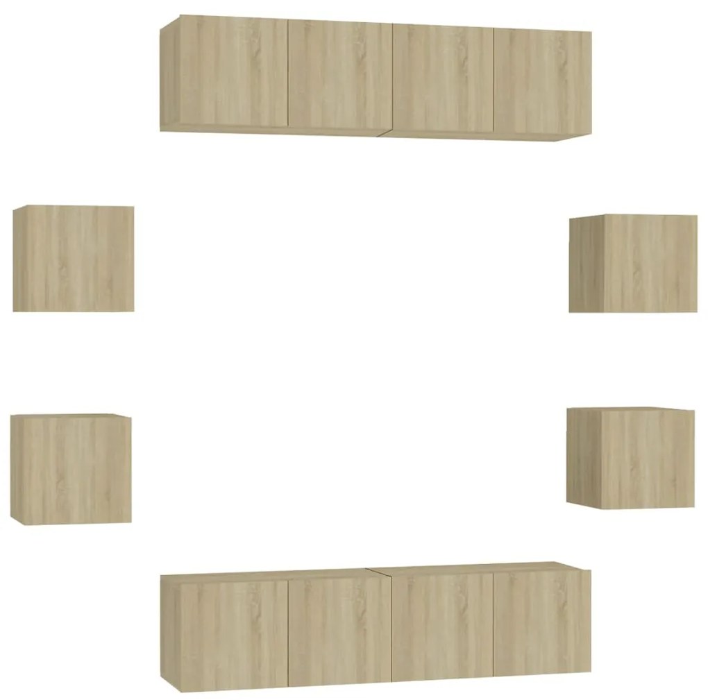 3078961 vidaXL Комплект ТВ шкафове от 8 части, дъб сонома, инженерно дърво