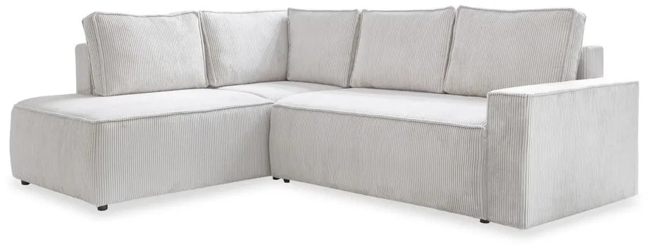 Бял разтегателен ъглов диван от рипсено кадифе (ляв ъгъл) Brave Dave – Miuform