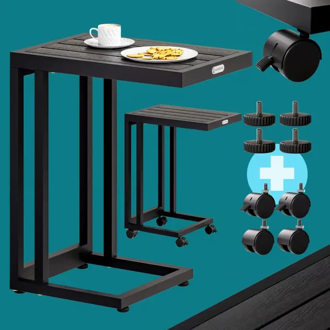 Странична масичка с WPC плоскост - 65,5 x 50 x 40 cm Черен