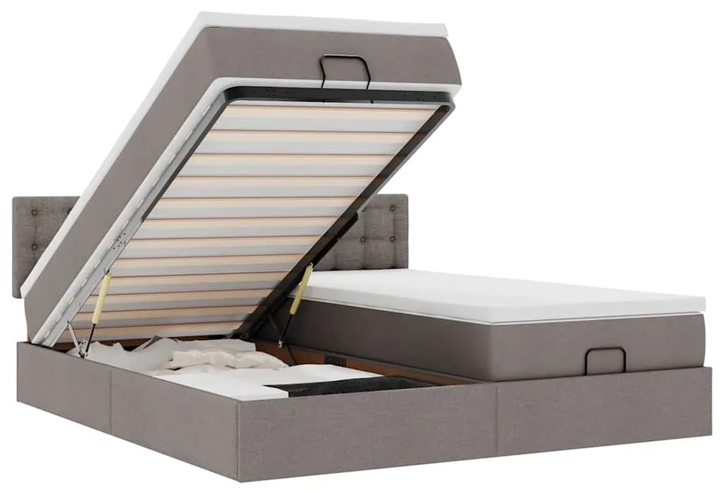 3312033 vidaXL Османска легло с матраци, таупе, 160x200 см, плат