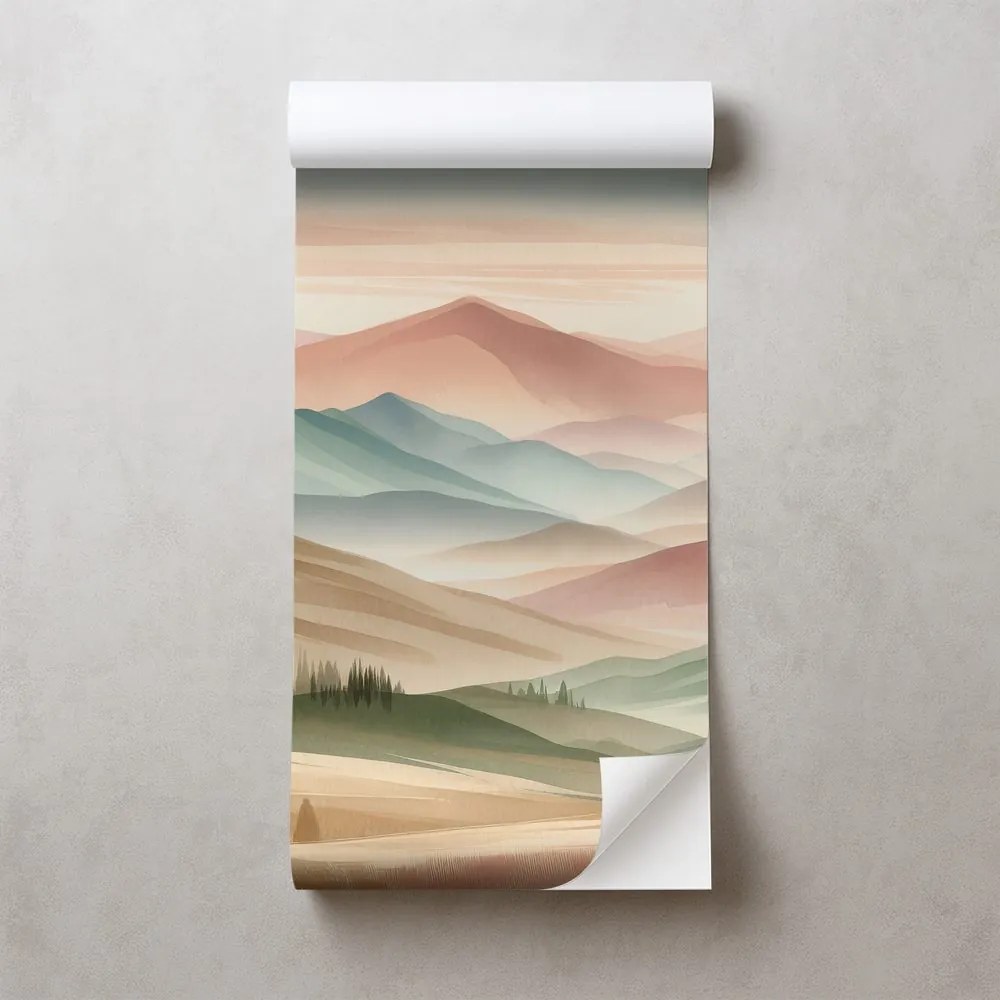 Самозалепващ фототапет – Пастелни планини в акварел