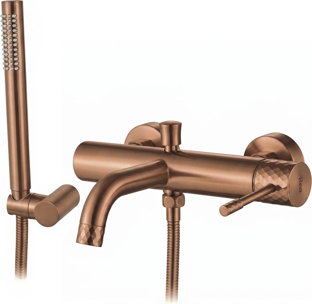 Смесител за вана Rea Lungo Diamond Brush Copper