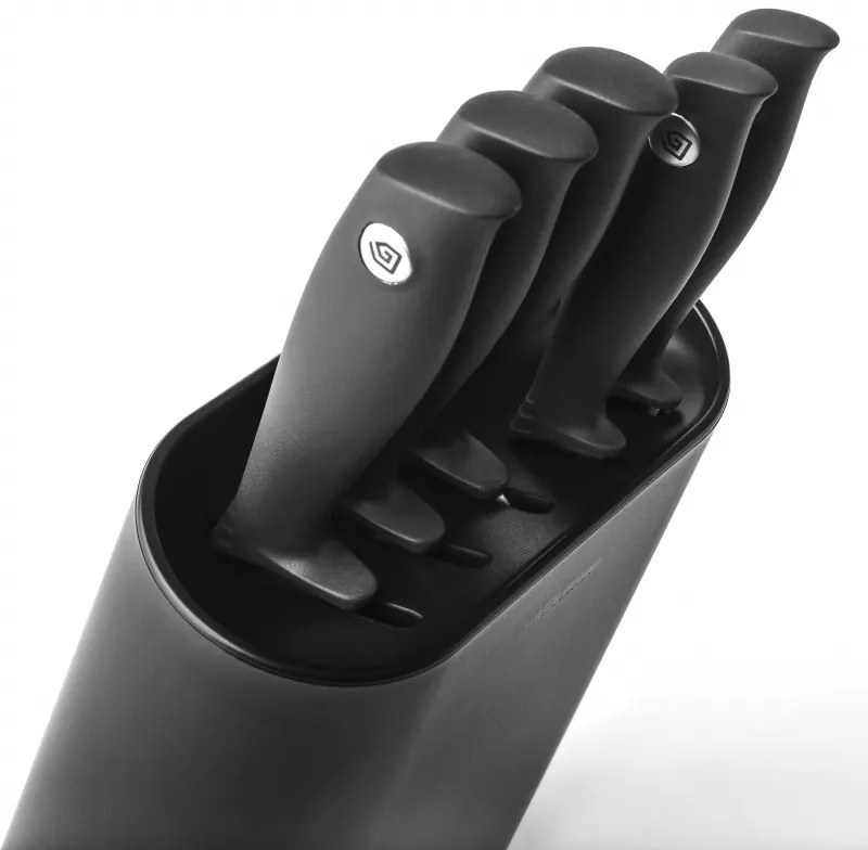 Комплект ножове 5 бр Brabantia Tasty+ 1001177, Закалена стомана, Устойчиви на надраскване и корозия, Тъмносив