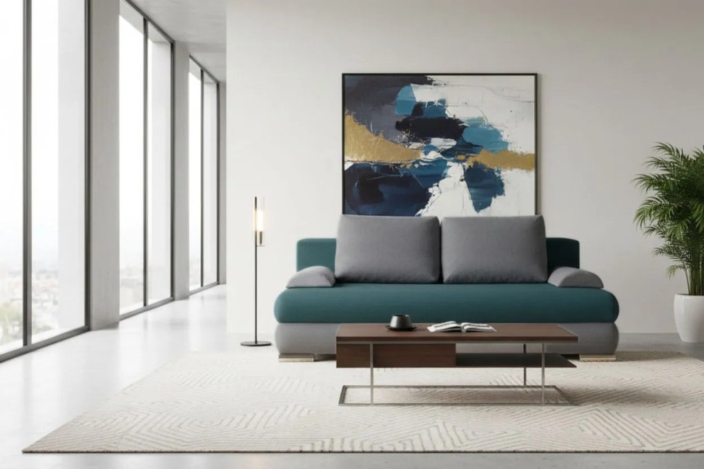 Диван-легло Рибод-Светло Синьо - Сиво