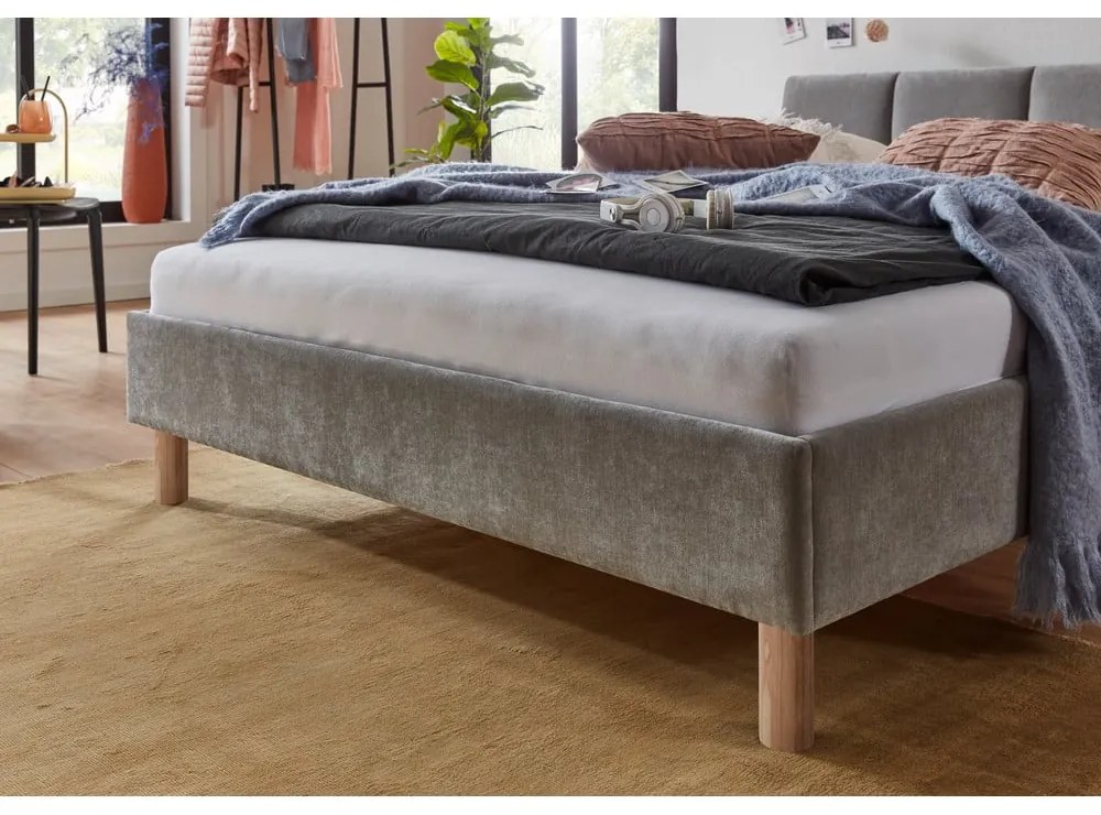 Сиво единично легло 120x200 cm тапицирано без ламелно дъно Joker – Meise Möbel