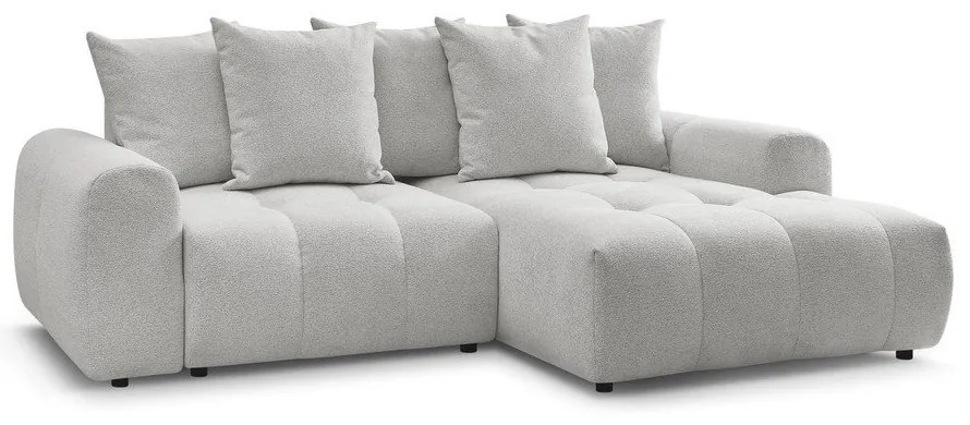 Светлосив шенилов разтегателен ъглов диван с място за съхранение (десен ъгъл) Roxelane – Bobochic Paris