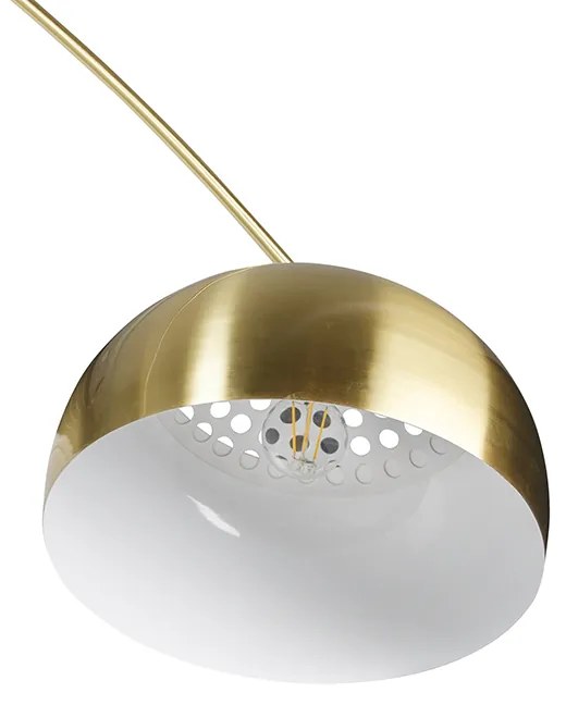 Подова лампа месинг с черна мраморна основа с месингов абажур - XXL