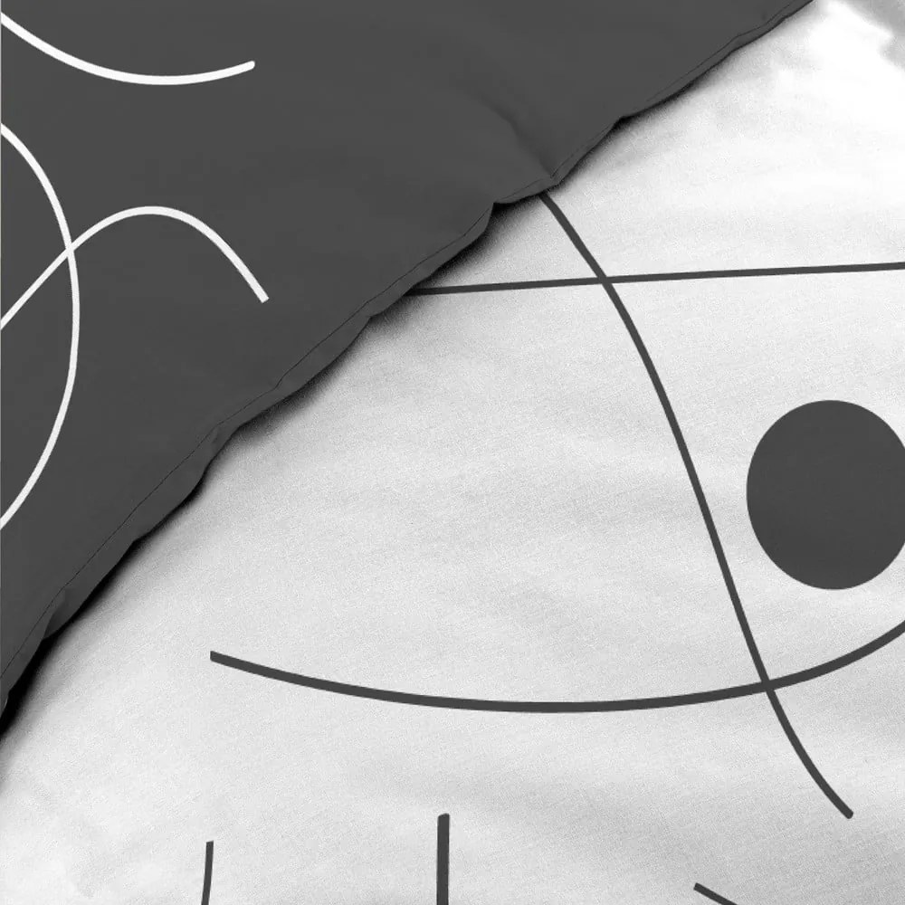 Бяло-тъмносиво единично спално бельо от микрофибър 140x200 cm Sonate – douceur d'intérieur