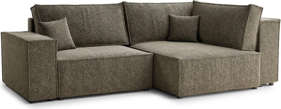 Кафяв шенилов сгъваем/с място за съхранение ъглов диван (десен ъгъл/L форма) Tonga – Maison de Rêve