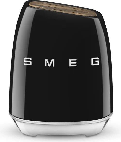 Комплект ножове със стойка SMEG KBSF02BL, 7 части, Слотове от акациево дърво, Немска неръждаема стомана, Черен