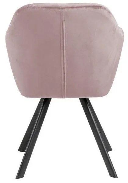 Светлорозов тапициран трапезен стол с подлакътници Lola – Actona