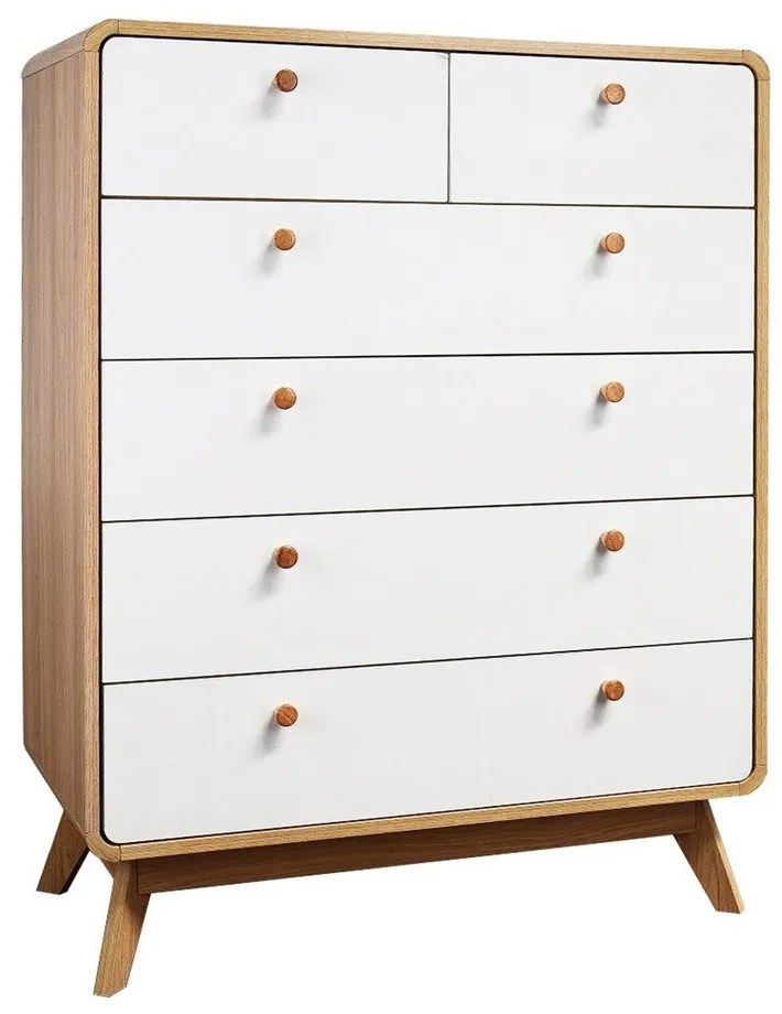 Бяло-естествен висок скрин от декор от дъб 81x104 cm Caitlin – Støraa