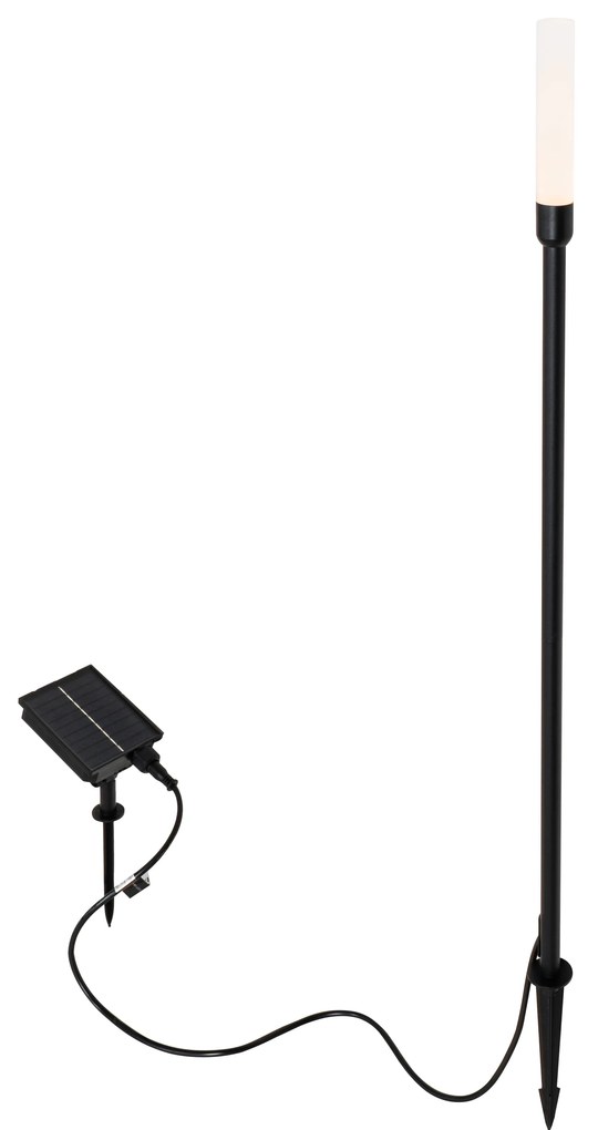 Външна подова лампа черна с акумулаторен LED и соларен панел - Barry